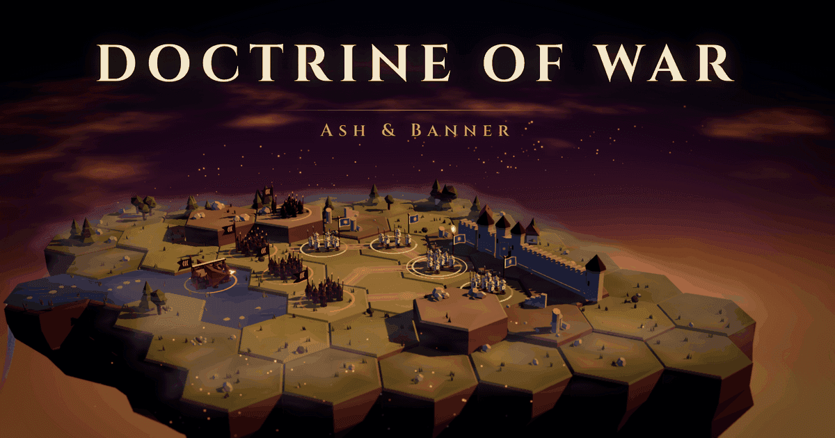 Doctrine of War: Ash & Banner — a floating hex island at dusk